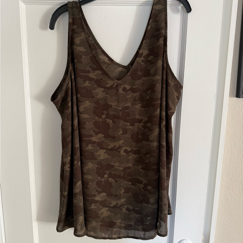 Lane Bryant Brown and Olive Camouflage Tank Top